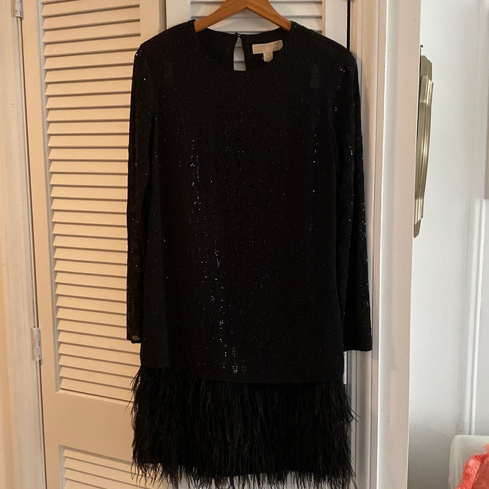 NWT Michael Kors, ostrich feather dress and rhinestone design